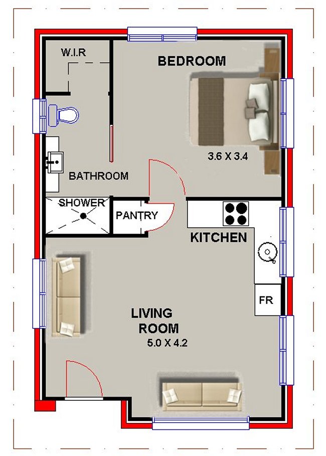 NEW FLOOR PLANS-1 bedroom granny flat